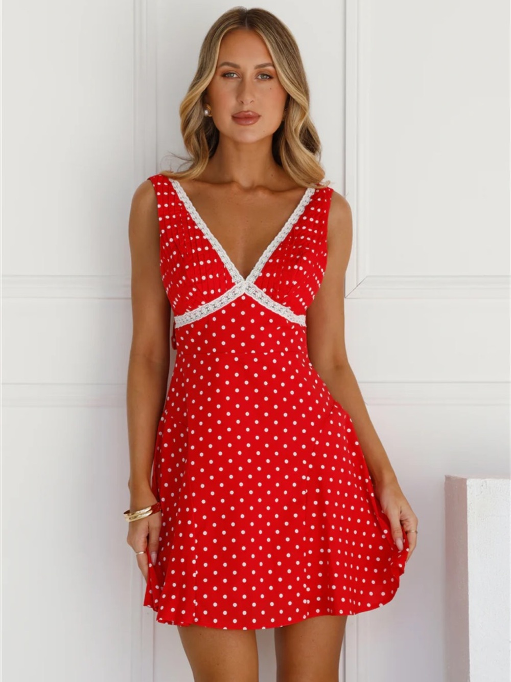 HELLO MOLLY POLKA DOT PERFECTION MINI DRESS RED